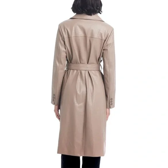 Vince Camuto Tan Trench Coat with Tailored Silhouette and Structured Shoulders - Picture 4 of 6